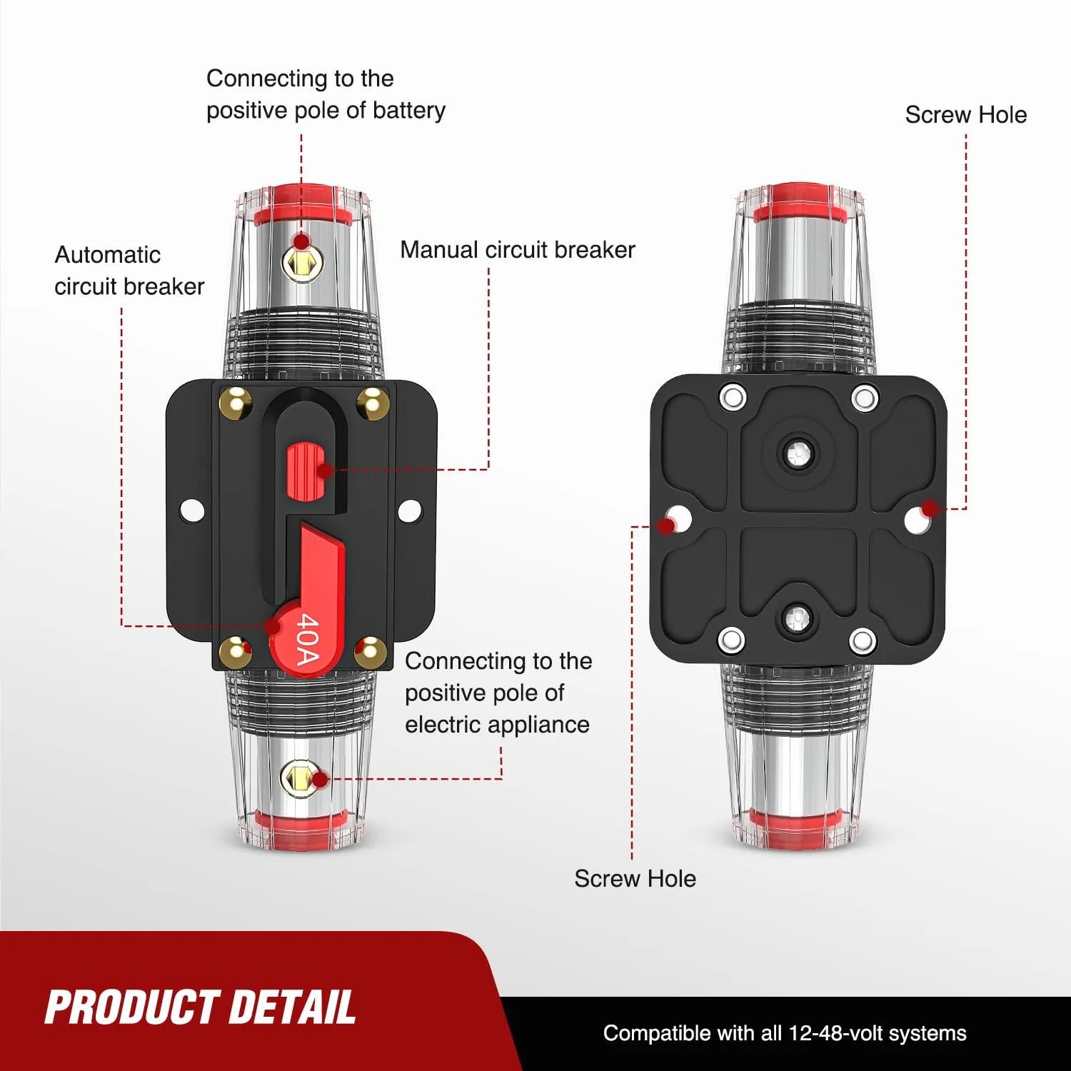 40A Circuit Breaker Reset Fuse Holder