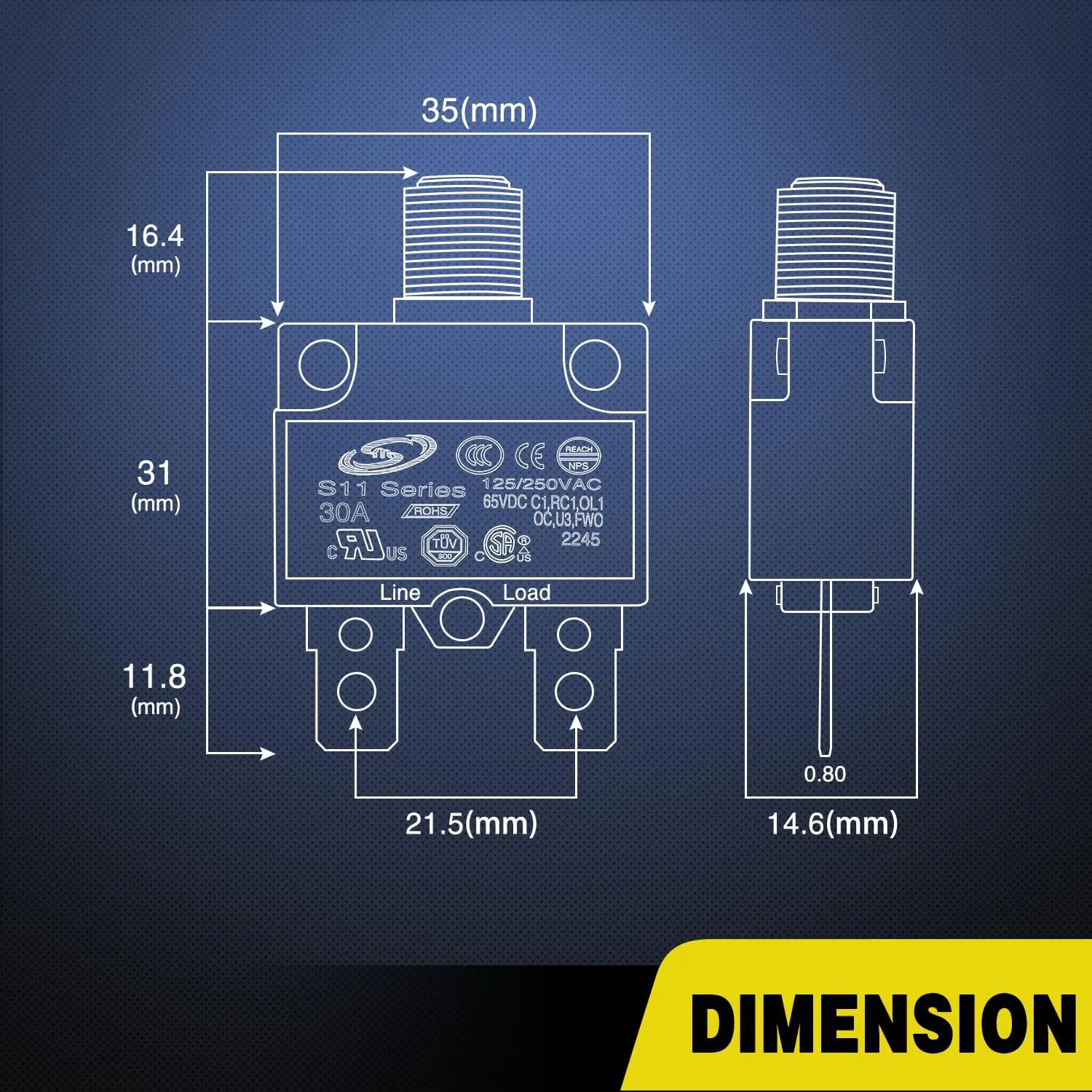 5Pcs 5A 10A 15A 20A 30A Terminals Circuit Breaker