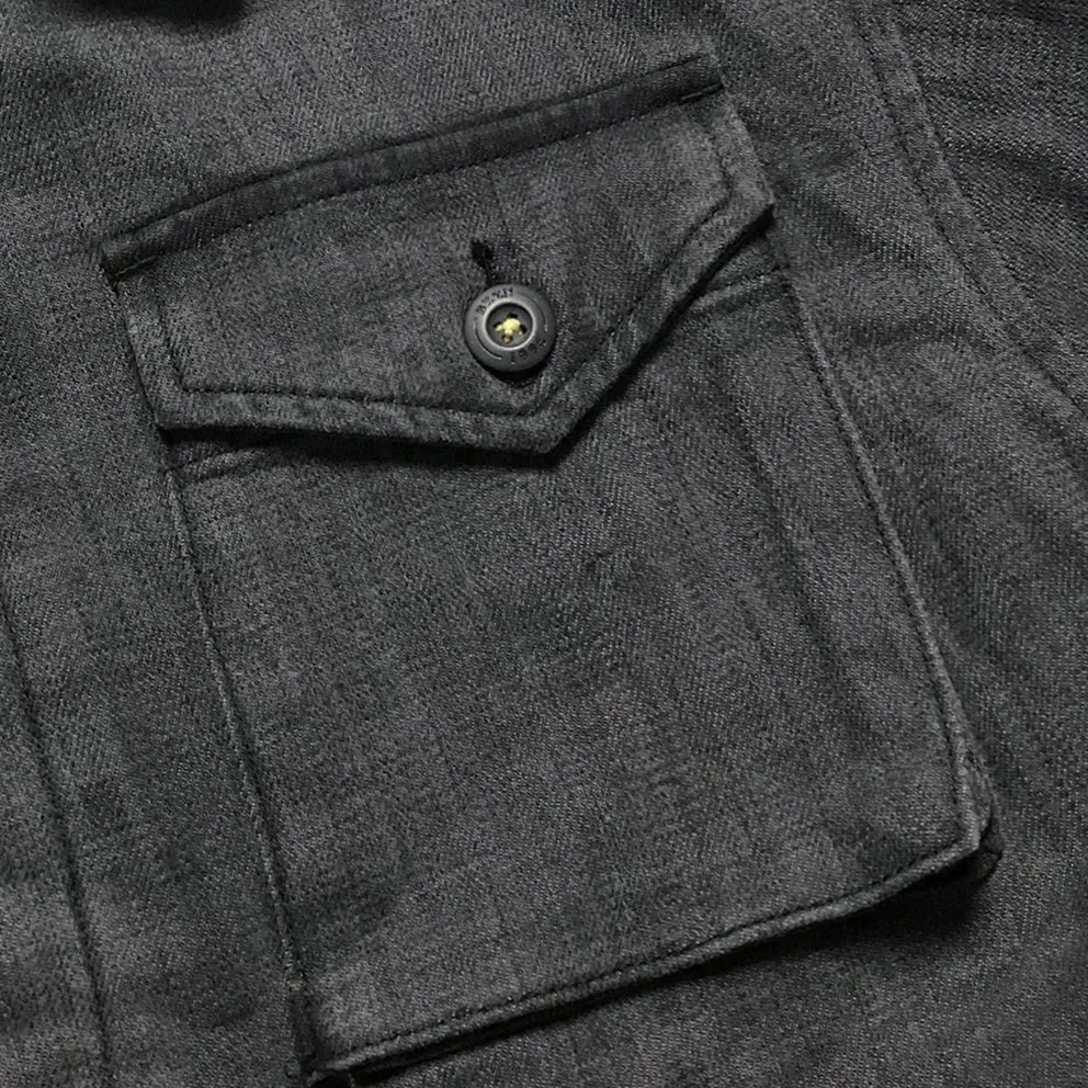 BZEN UNARMY - M.3022 LENNON REGULAR FIT M65 INSPIRED JACKET-12oz-BRUSHED BLACK DENIM-E0 CHARCOAL
