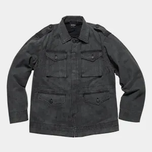 BZEN UNARMY - M.3022 LENNON REGULAR FIT M65 INSPIRED JACKET-12oz-BRUSHED BLACK DENIM-E0 CHARCOAL