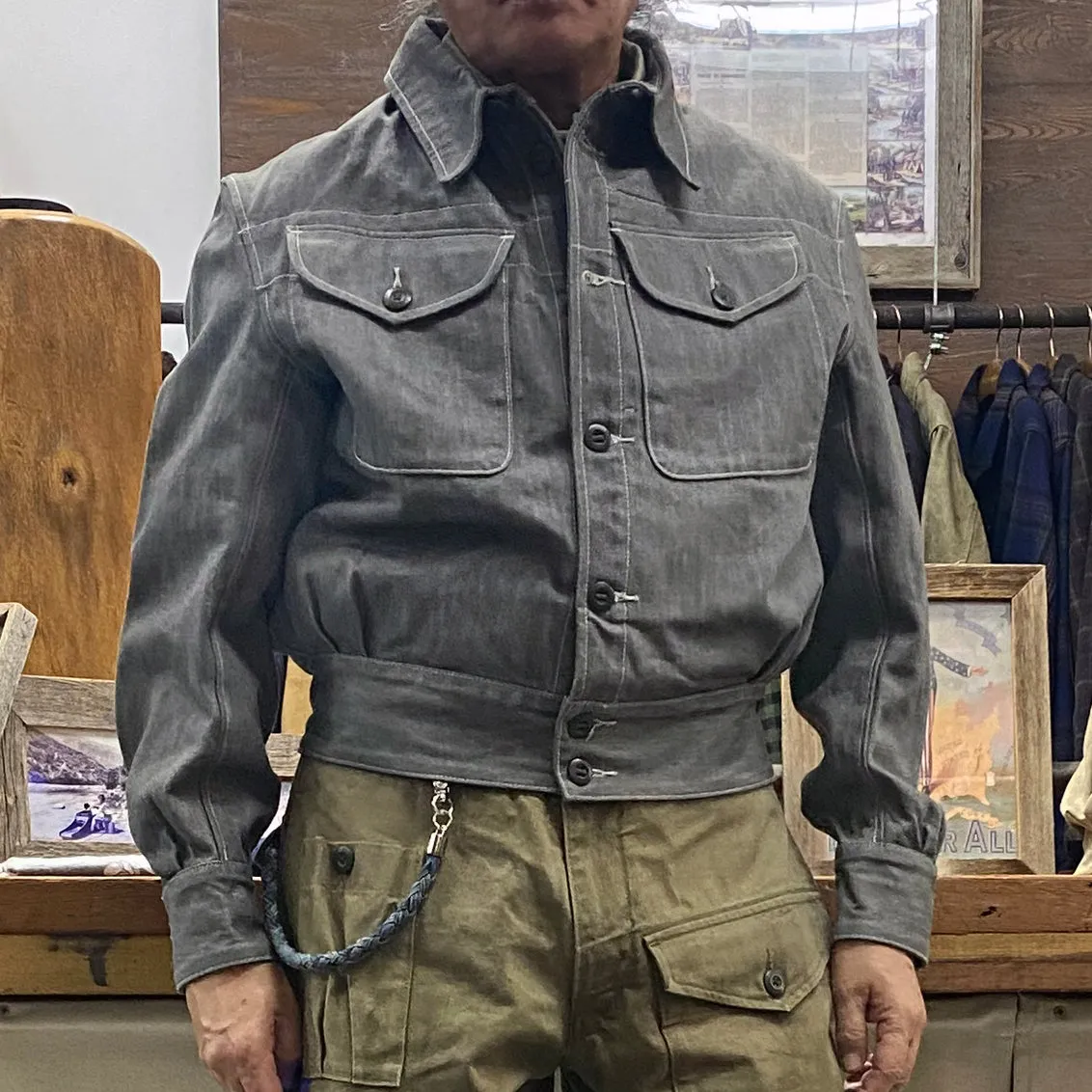 BZEN UNARMY - M.3170 IKE'S REGULAR FIT JACKET-14oz-E0 GREY