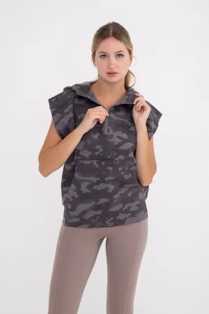 Camo 3/4 Zip Front Hoodie