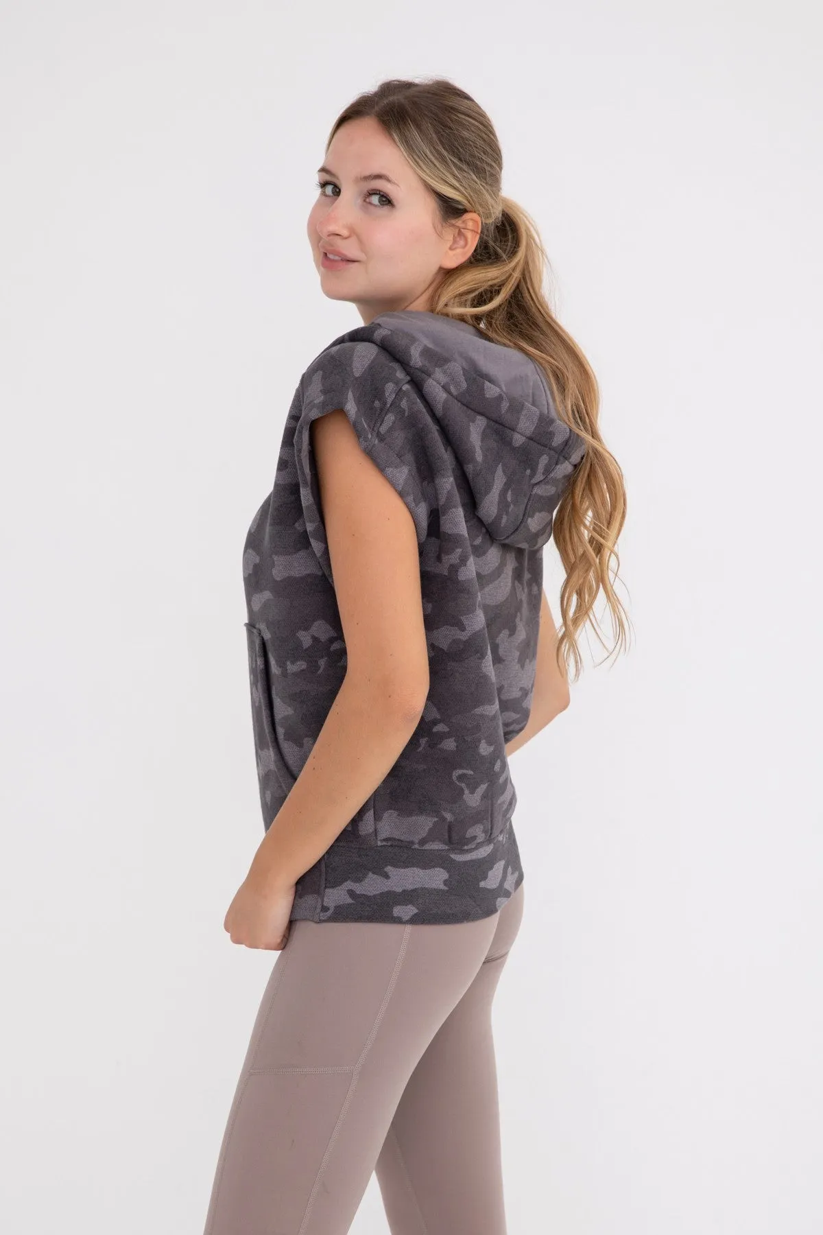 Camo 3/4 Zip Front Hoodie