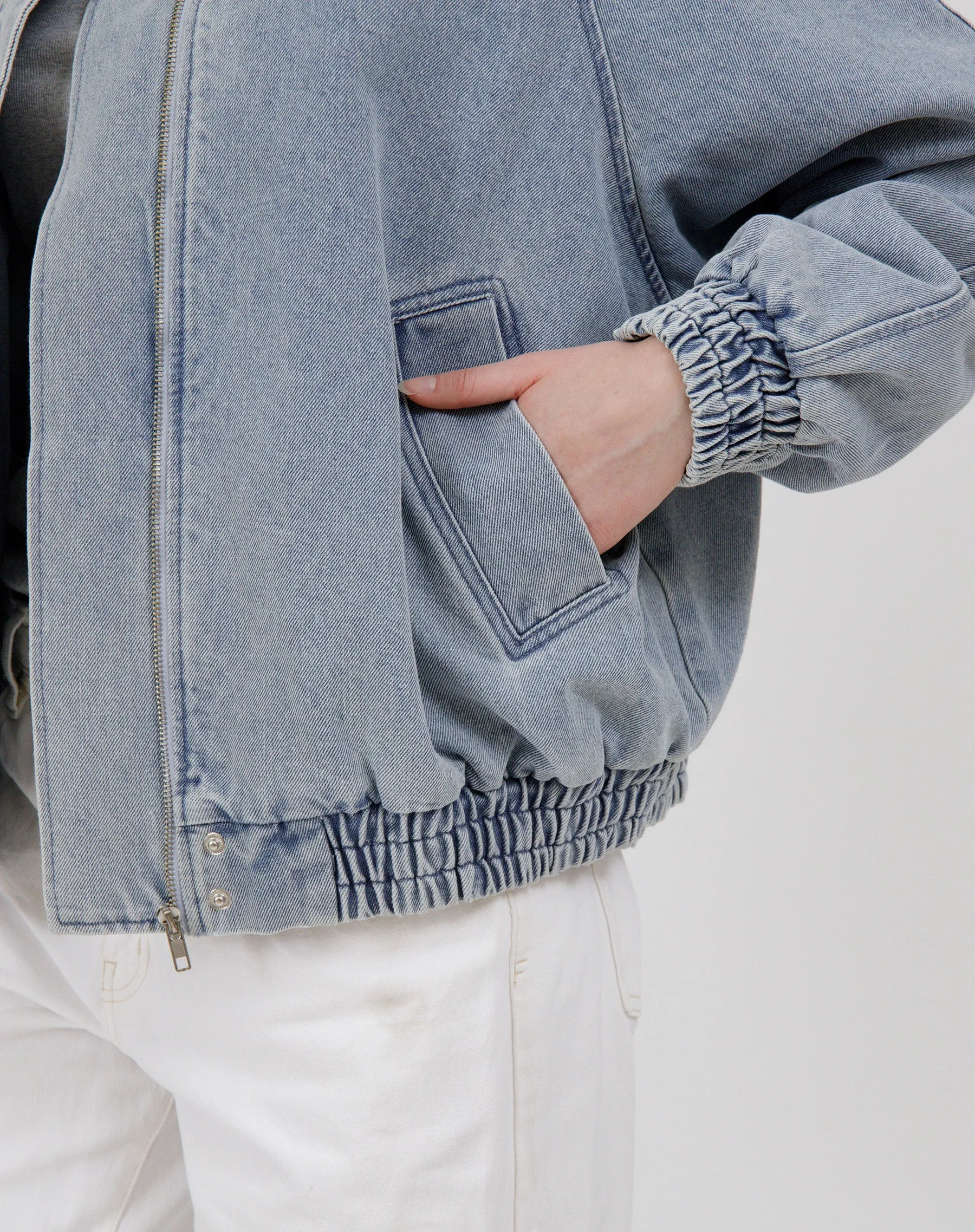 Christine Bomber Jacket | Light Denim Blue