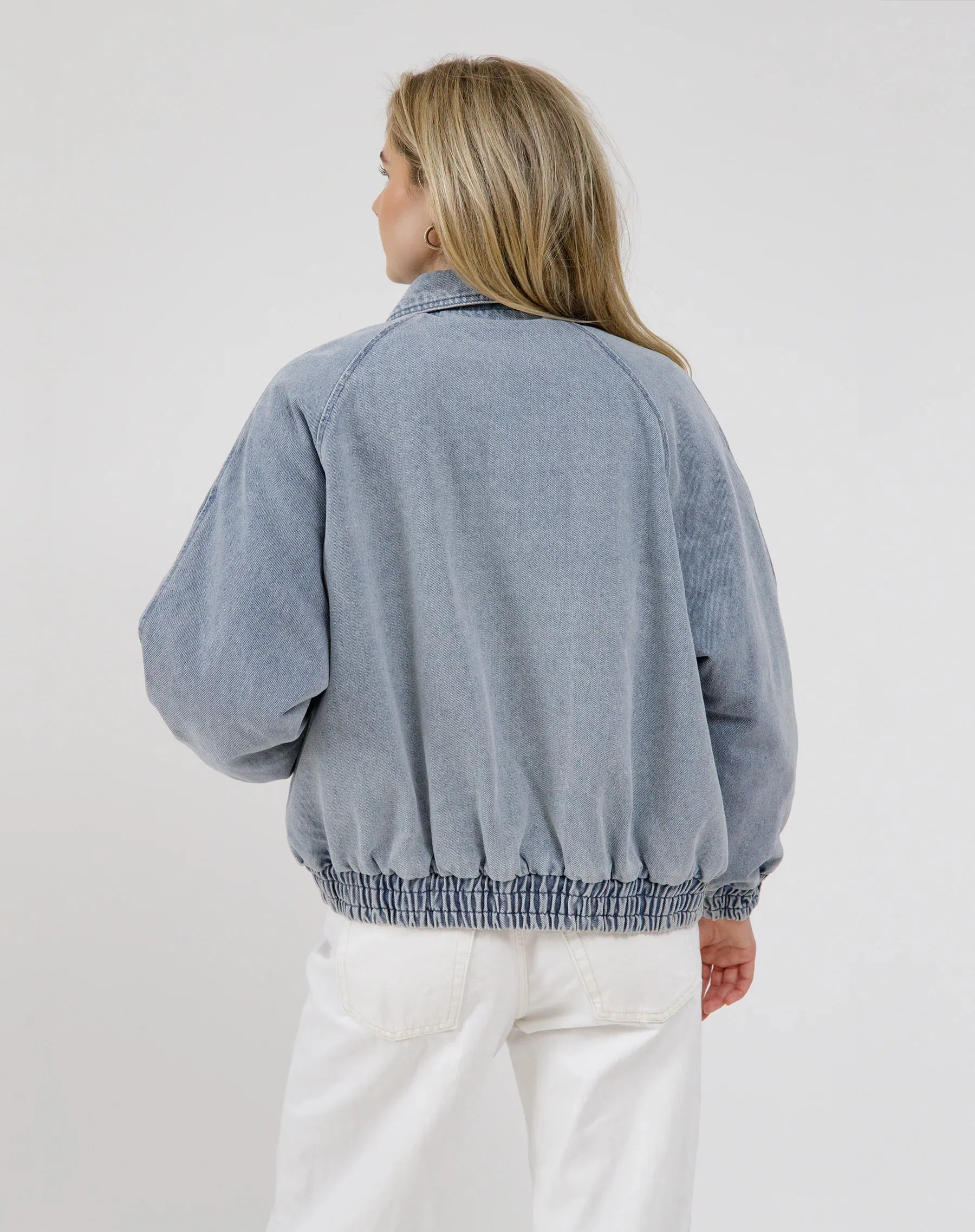 Christine Bomber Jacket | Light Denim Blue