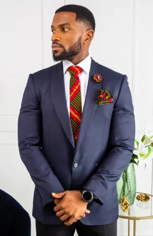 Handmade African Wax Necktie and Bow Tie Set - Wedding Tie Set 5 Pieces - ERICK