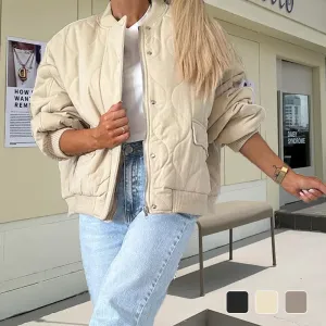 Hot Sale 49% OffSolid Color Loose Thick Warm Bomber Jacket