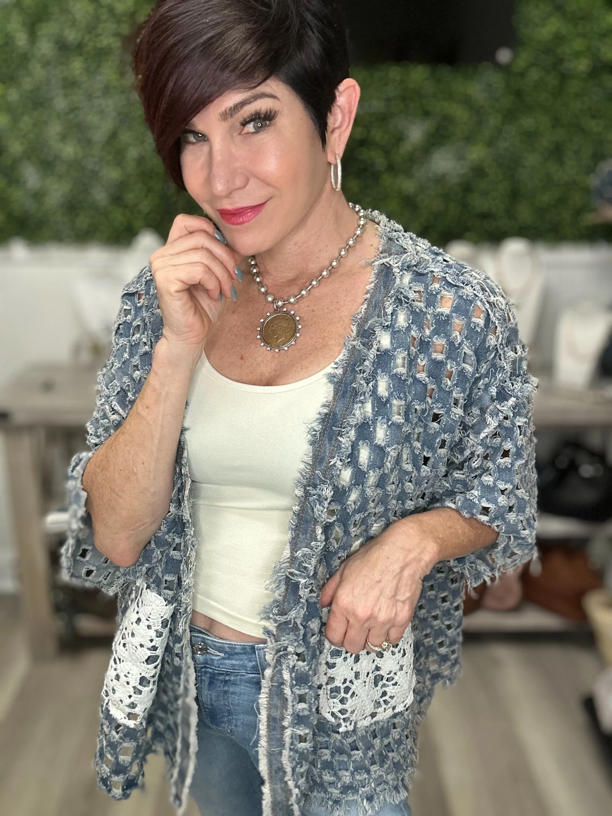 PREORDER Short Sleeve Cotton Twill Open Cardigan