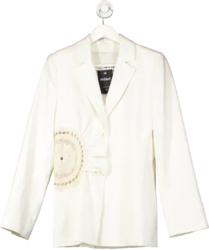 SIR White Atacama Linen-blend Crochet Inset Blazer UK 8