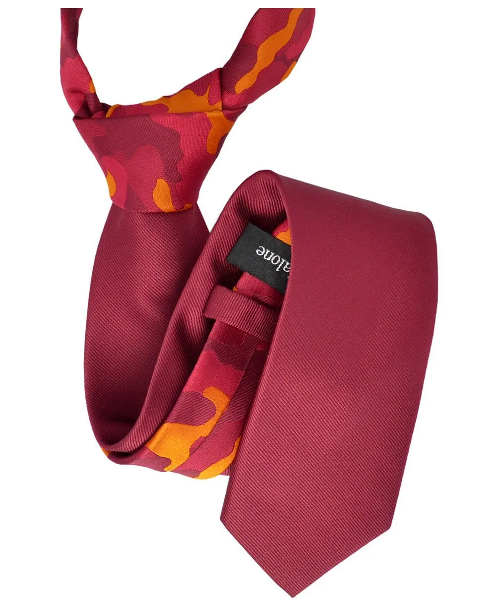 Solid Red Contrast Knot Tie Set by Paul Malone