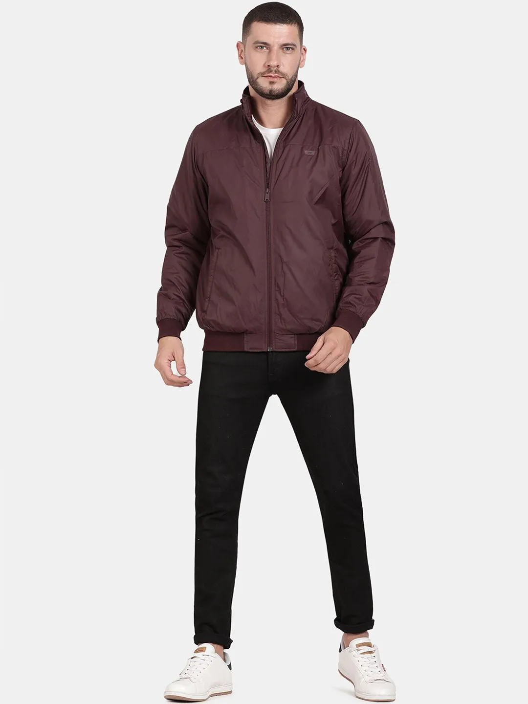 t-base Mock Collar Windcheater Bomber Jacket