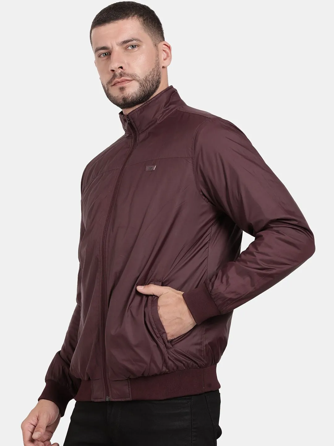 t-base Mock Collar Windcheater Bomber Jacket