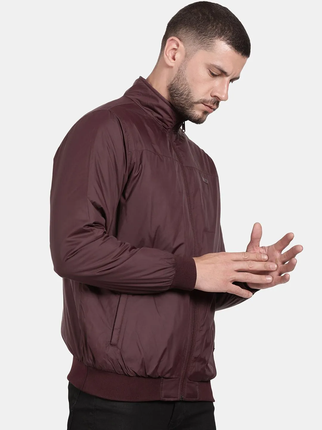 t-base Mock Collar Windcheater Bomber Jacket