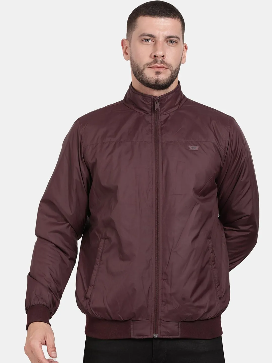 t-base Mock Collar Windcheater Bomber Jacket