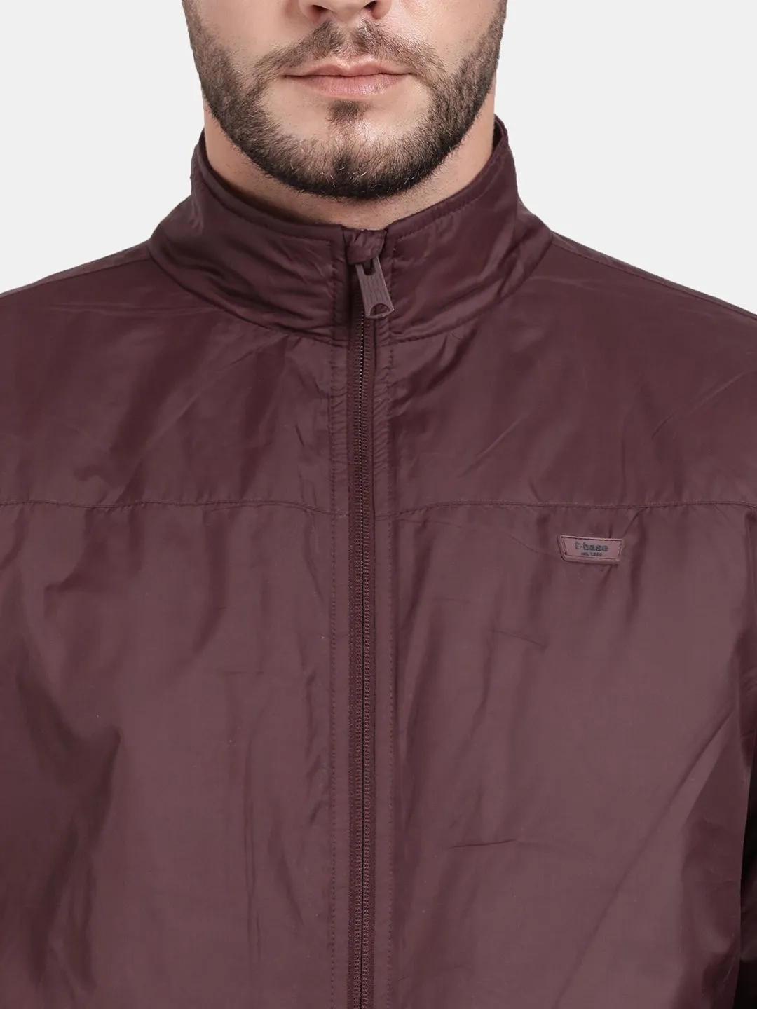 t-base Mock Collar Windcheater Bomber Jacket