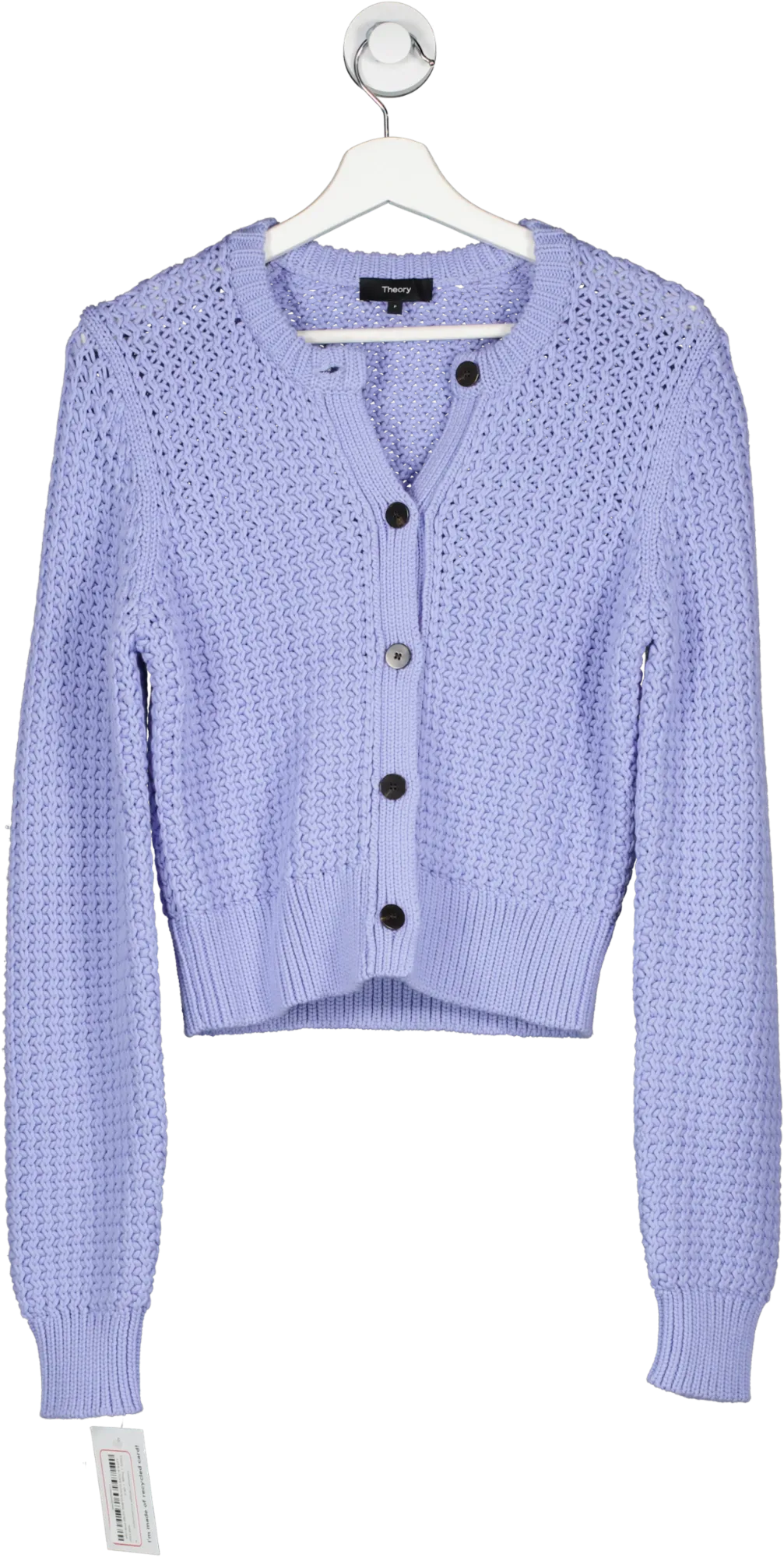 Theory Purple Crewneck Cardigan In Cotton-blend UK 4