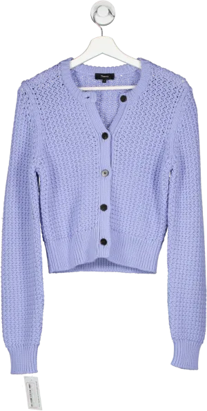 Theory Purple Crewneck Cardigan In Cotton-blend UK 4