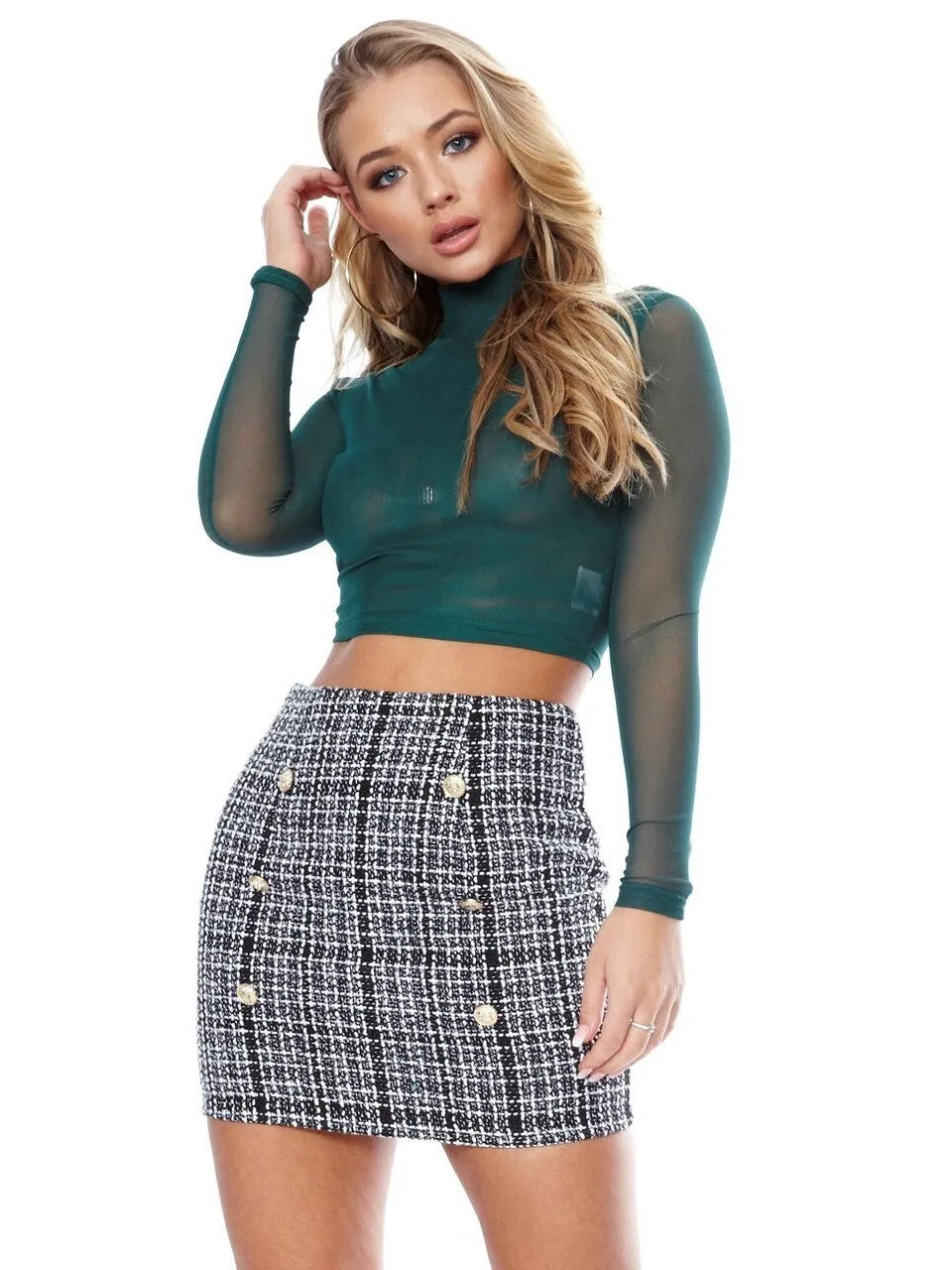 Tweed Gold Button Skirt