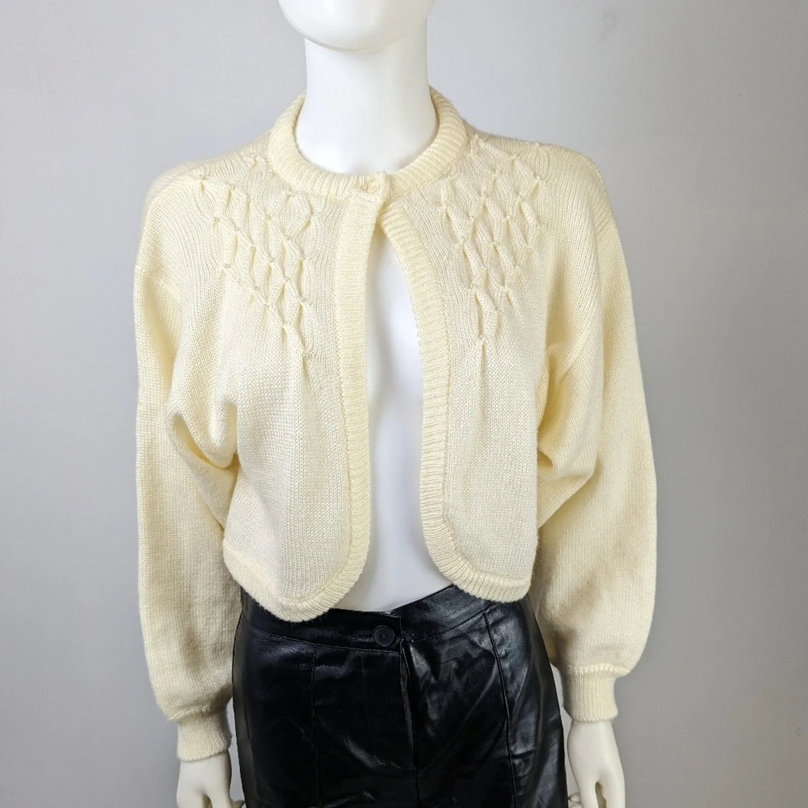 Vintage Cropped Beaded Cardigan M