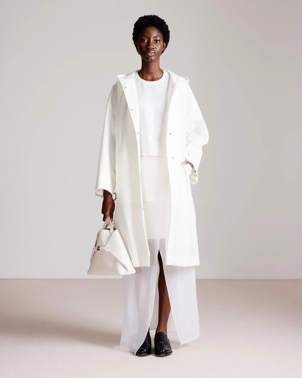 Water Repellent Parka in Cotton Blend with Hood