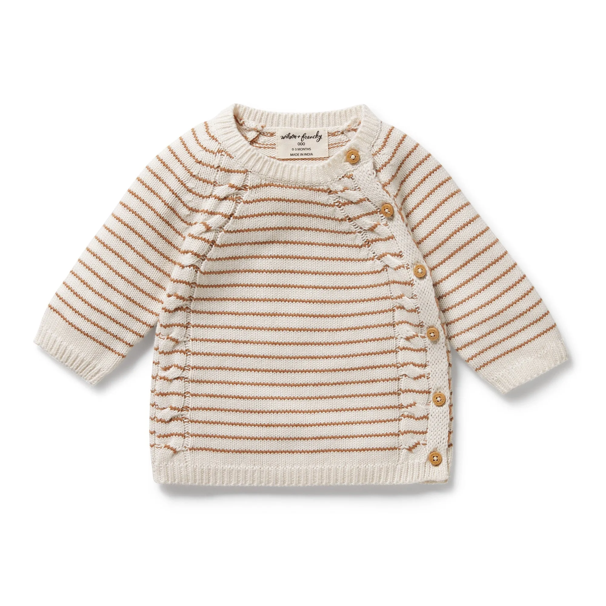Wilson & Frenchy - Cinnamon Stripe Organic Knitted Kimono Cardigan