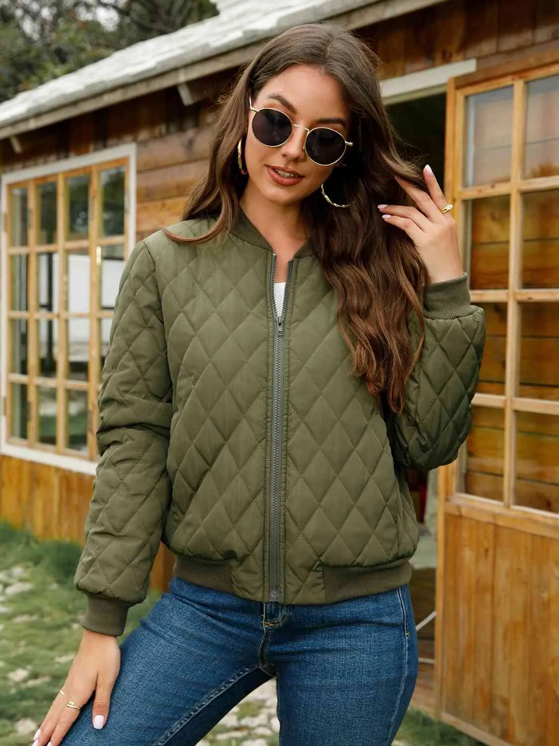 Zip-Up Baseball Collar Jacket